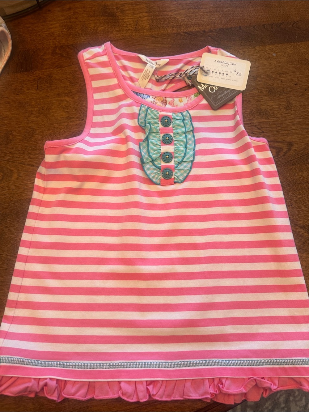 Matilda Jane Pink and Aqua Striped Girls Tank